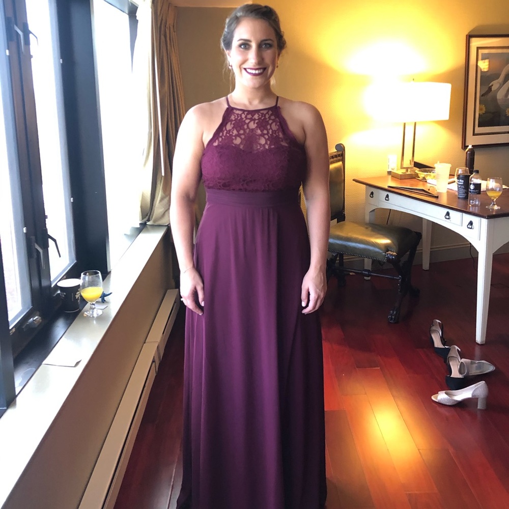 Bill Levkoff Wine Colored Bridesmaid Dress #1464